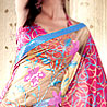 Red Dull Pink Crepe Saree
