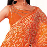 Traditional Orange Bandhani Saree