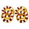 Metal Earrings with Rubies & Pearls
