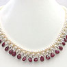 Drop Ruby And Pearl Necklace