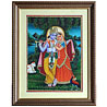 Painting of Radha Krishna Near River with Wooden Frame